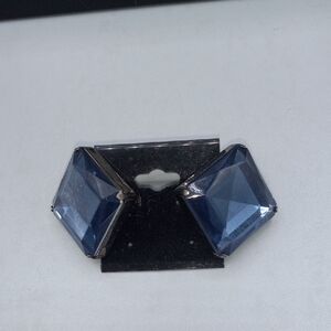 CLIP-ON EARRINGS Blue Faceted Gem